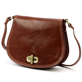 Tmavěhnědá středně velká kožená crossbody kabelka Florence no. 873