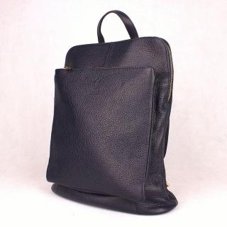 Tmavěmodrý kožený batoh/crossbody kabelka no. 21 o obsahu cca. 7 l