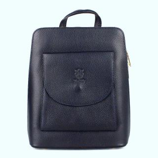 Tmavěmodrý kožený batoh/crossbody kabelka no. 40 o obsahu cca. 4-5 l