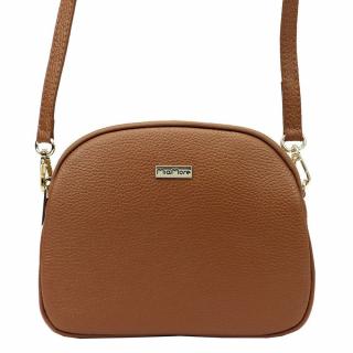 Tříoddílová hnědá kožená crossbody kabelka Mia More no. 064