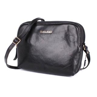 Tříoddílová luxusní černá dámská kožená crossbody kabelka Marta Ponti no. 17