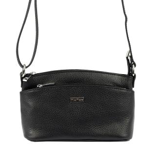 Tříoddílová malá kožená černá crossbody kabelka Mia More no. 013