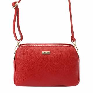 Tříoddílová malá kožená červená crossbody kabelka Mia More no. 046