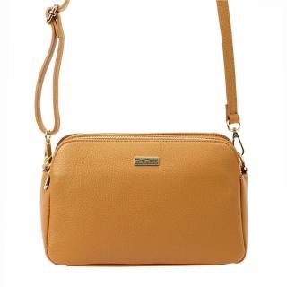 Tříoddílová malá kožená hnědá crossbody kabelka Mia More no. 046