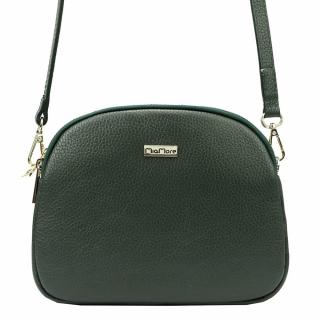 Tříoddílová tmavězelená kožená crossbody kabelka Mia More no. 064