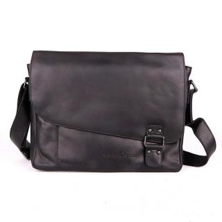 Tříoddílová velká kožená černá crossbody taška GreenWood no. 837 na A4