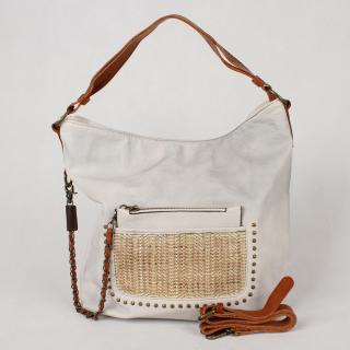 Velká béžovo-šedá kabelka na rameno i crossbody S035