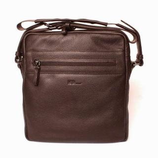 Velká kvalitní kožená tmavěhnědá crossbody taška Marta Ponti C49
