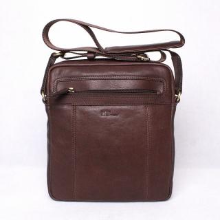 Velká luxusní kožená hladká tmavěhnědá crossbody taška Marta Ponti 010