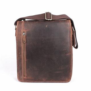 Velká pánská hnědá kožená crossbody taška HGL no. 6022 na formát A4