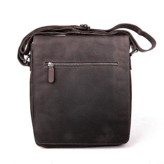 Velká tmavěhnědá kožená crossbody taška GreenWood no. 584 na formát A4