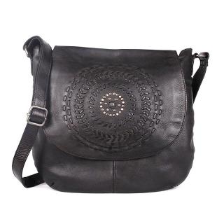 Značková černá kožená kabelka na rameno/crossbody Gianni Conti 232