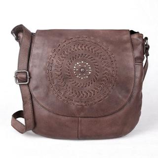 Značková tmavěhnědá kožená kabelka na rameno/crossbody Gianni Conti 232