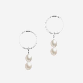 Náušnice double pearl hoops B