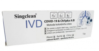 1x Singclean 3v1 Antigenní rychlotest na detekci COVID-19/ChřipA+B z přední části nosu a slin