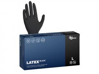 Latexové rukavice LATEX BLACK 100 ks, nepudrované, černé, 5.8 g Velikost: L