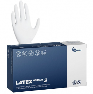 Latexové rukavice LATEX MEDICAL3 100 ks, nepudrované, bílé, 5.6 g Velikost: L