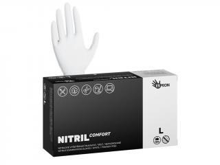 Nitrilové rukavice NITRIL COMFORT 100 ks, nepudrované, bílé, 3.8 g Velikost: L