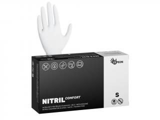 Nitrilové rukavice NITRIL COMFORT 100 ks, nepudrované, bílé, 3.8 g Velikost: S