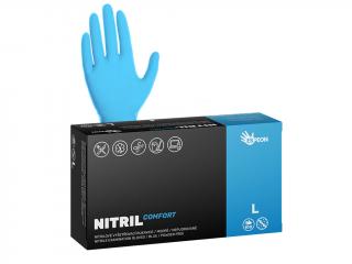 Nitrilové rukavice NITRIL COMFORT 100 ks, nepudrované, modré, 3.8 g Velikost: L