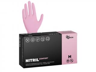 Nitrilové rukavice NITRIL COMFORT 100 ks, nepudrované, růžové, 3.8 g Velikost: M