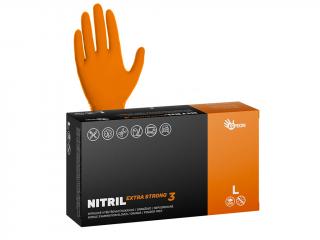 Nitrilové rukavice NITRIL EXTRA STRONG3  100 ks, nepudrované, oranžové, 5.4 g Velikost: L