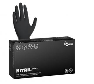 Nitrilové rukavice NITRIL IDEAL 100 ks, nepudrované, černé, 3.5 g Velikost: L