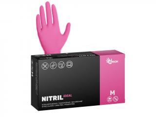 Nitrilové rukavice NITRIL IDEAL 100 ks, nepudrované, tmavě růžové, 3.5 g Velikost: M