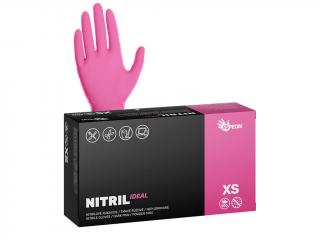 Nitrilové rukavice NITRIL IDEAL 100 ks, nepudrované, tmavě růžové, 3.5 g Velikost: XS