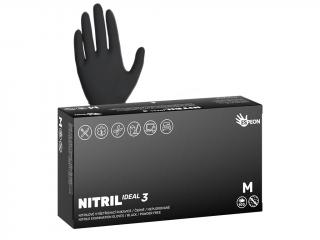 Nitrilové rukavice NITRIL IDEAL3  100 ks, nepudrované, černé, 3.7 g Velikost: M