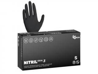 Nitrilové rukavice NITRIL IDEAL3  100 ks, nepudrované, černé, 3.7 g Velikost: S