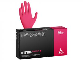 Nitrilové rukavice NITRIL PREMIUM3 100 ks, nepudrované, červené, 4.0 g Velikost: L