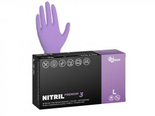 Nitrilové rukavice NITRIL PREMIUM3 100 ks, nepudrované, fialové, 4.0 g Velikost: L