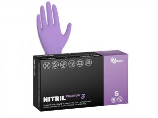 Nitrilové rukavice NITRIL PREMIUM3 100 ks, nepudrované, fialové, 4.0 g Velikost: S