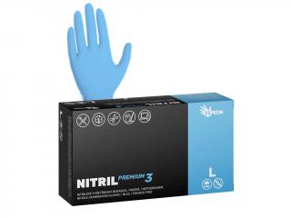 Nitrilové rukavice NITRIL PREMIUM3  100 ks, nepudrované, modré, 4.0 g Velikost: L