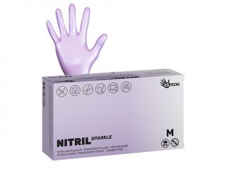 Nitrilové rukavice NITRIL SPARKLE  100 ks, nepudrované, perleťově fialové, 4.0 g Velikost: M