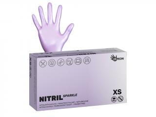 Nitrilové rukavice NITRIL SPARKLE  100 ks, nepudrované, perleťově fialové, 4.0 g Velikost: XS