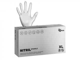 Nitrilové rukavice NITRIL SPARKLE  100 ks, nepudrované, perleťově stříbrné, 4.0 g Velikost: XL