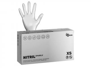 Nitrilové rukavice NITRIL SPARKLE  100 ks, nepudrované, perleťově stříbrné, 4.0 g Velikost: XS