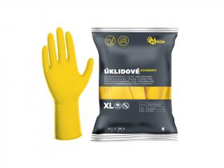 Úklidové latexové rukavice ECONOMY 1 pár, nepudrované, žluté, 25 g Velikost: XL