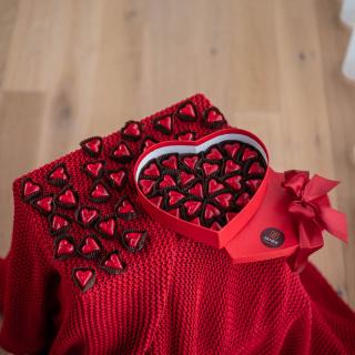 Bonboniéra - červené srdce Velikost: Červené srdíčka - 52ks
