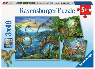 Fascinující dinosauři - puzzle - 3 x 49 dílků
