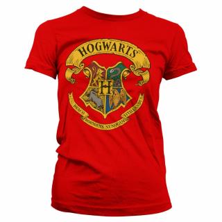 Harry Potter - dámské tričko - Bradavický erb - červené Velikost: M