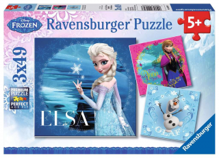 Ledové království - puzzle - Elsa, Anna a Olaf - 3 x 49 dílků
