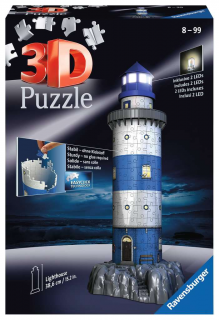 Maják v příboji (Noční edice) - 3D puzzle - 216 dílků