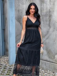 Dámské maxi šaty Angela Barva a velikost: Černá, Velikosti: UNI