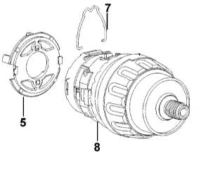 Aku vrtačka DEWALT DC725 18V s příklepem náhradní díly Varianta: převodovka SA - 1007806-00