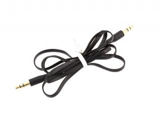 Adaptér Jack 3,5mm x Jack 3,5mm audio plochý kabel černý 1m + dárek MAXY 1ks 1040