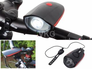 Cyklo LED osvětlení s klaksonem USB + dárek MAXY 1ks 4706