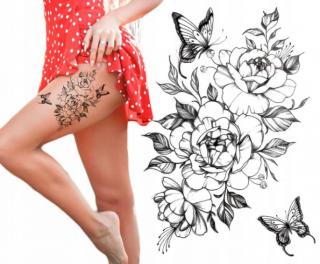 Dámské dočasné tetování květiny motýli + dárek MAXY 1ks 3125